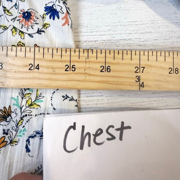 J. Jill XL white blue Floral Long Sleeve peasant blouse cottage coquette fall - Picture 3 of 7